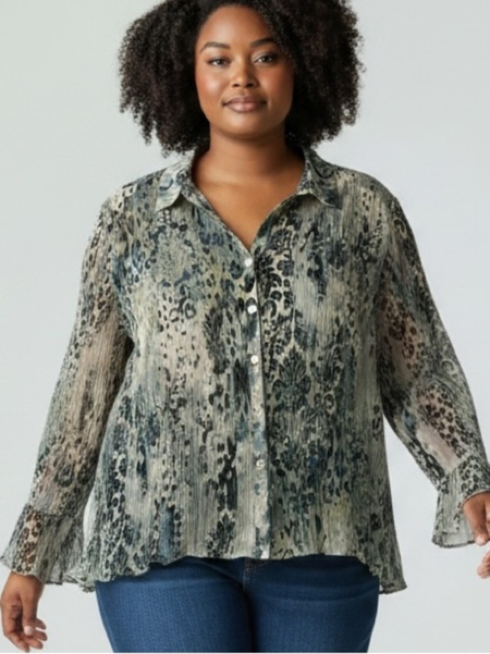 Chic Chico's Pleated Abstract Print Blouse | Boho Resort Wear Vibe
